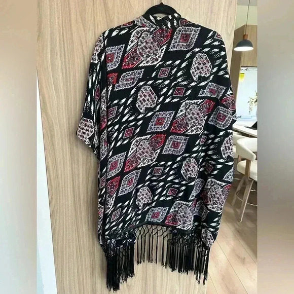 Vince Camuto Open Front Fringe Cardigan Kimono Boho Size 2X XXL - Picture 7 of 7